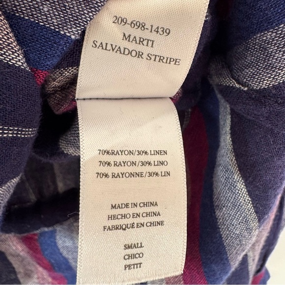 RAILS Drawstring Peplum Marti Shirt in Salvador Stripe Linen Blend Size S - Picture 9 of 12